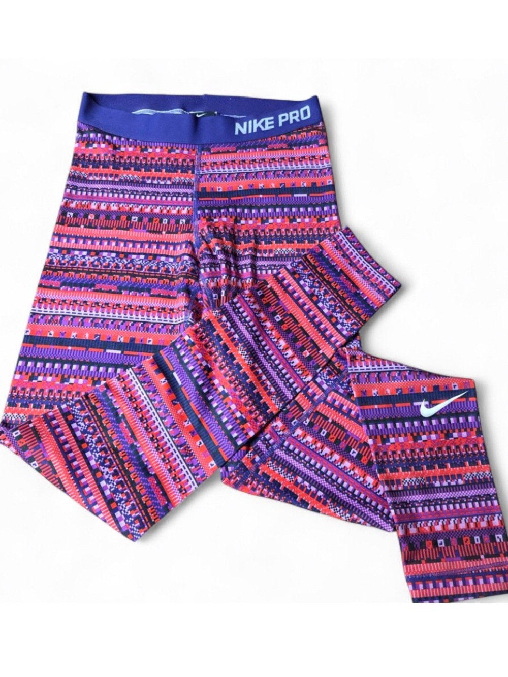 Nike Pro Purple Pink Red Patterned Compression Leggings M